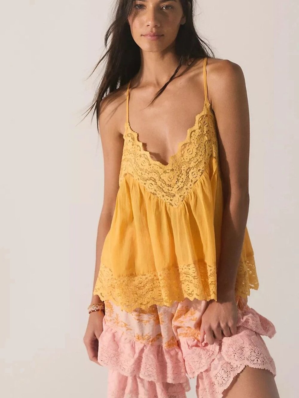 Intimately Free People Fiona Cami Blouse Top Tank Sleeveless Lace Slip S 289061